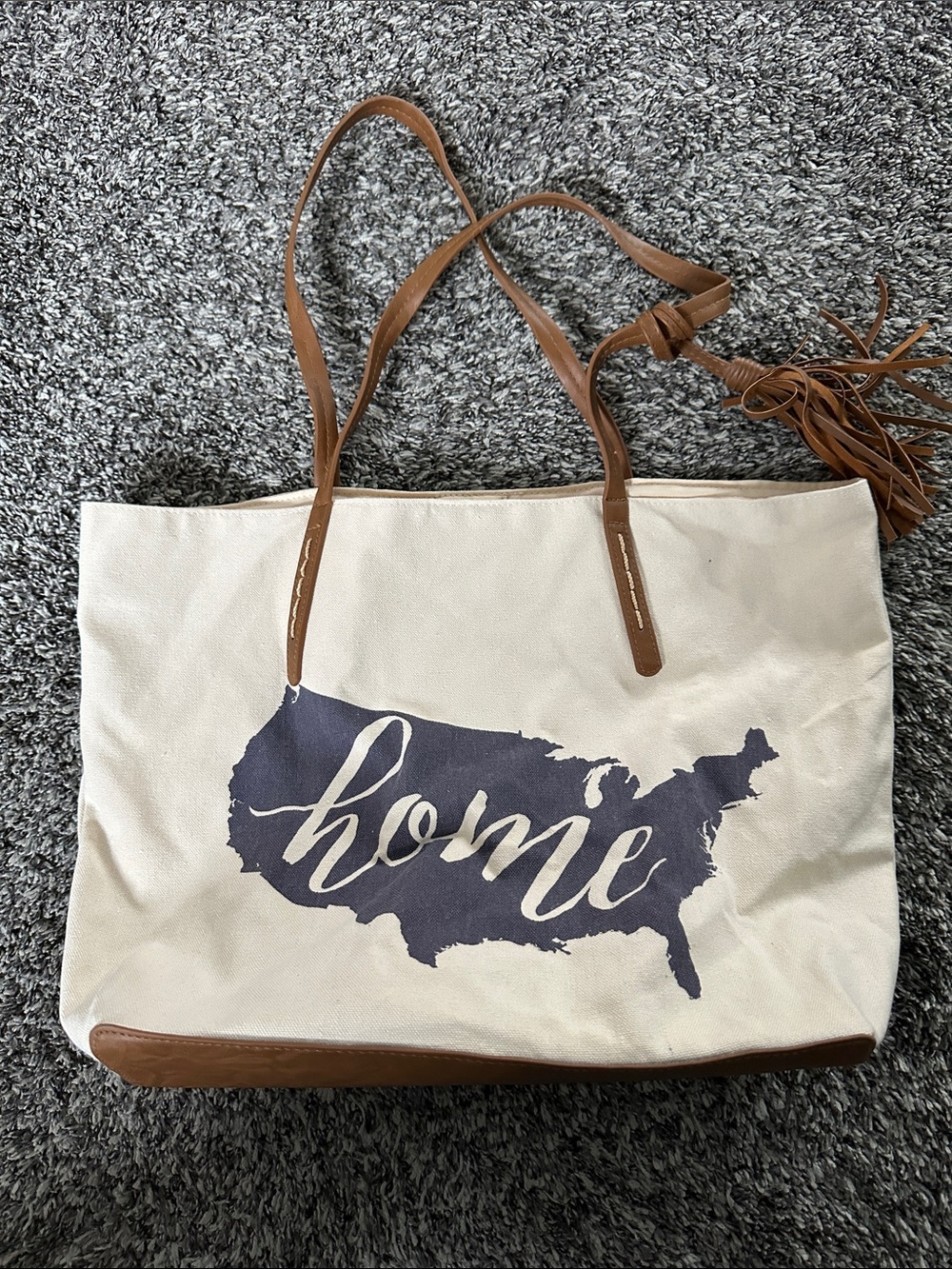 Sonoma Cream Canvas Tote with Brown Leather Trim
